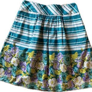 Talbots Striped Floral Skirt Size 8 NWT